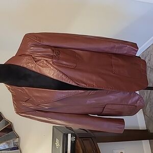 Etienne Aigner Brown Leather Blazer Vintage 1980s B